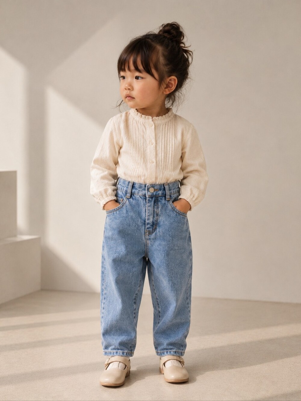 Vintage Esprit Kids Jeans 4 Light Wash High Rise Elastic Waist 90s Denim